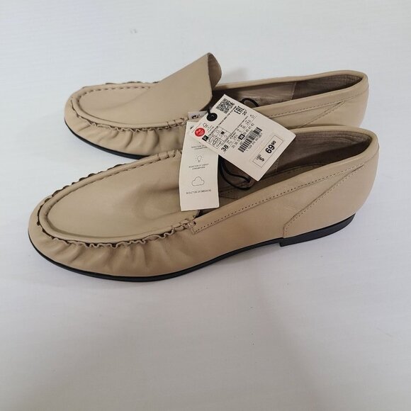 ZARA LOAFERS WITH PLEATS BEIGE SIZE 7.5 1528/910/002 - Picture 9 of 10